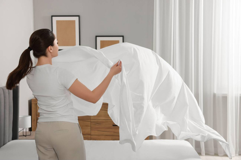 White bed linen